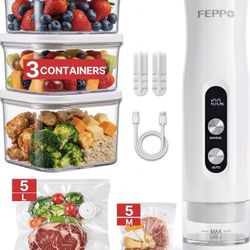 New-Compact Vacuum Sealer for Food (Vacuum Sealer Machine + 3 Containers + 10 Reusable Bags), Anti-Overflow Powerful Portable Handheld Food Sealer, Au