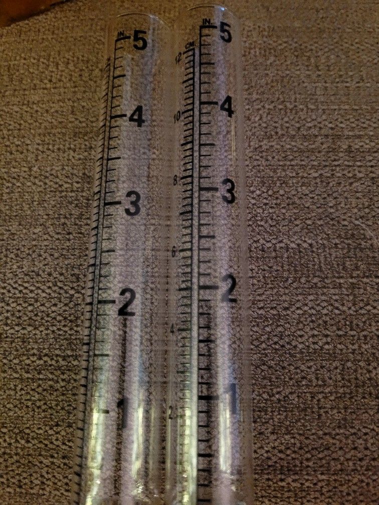 5" Capacity Rain Gauge Glass Replacement Tube with Lip for Yard Garden (2)