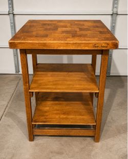Oasis Island Folding Butcher Block Kitchen Cart – Solid Wood