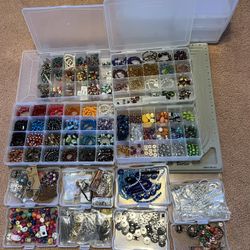 Gigantic Lot Of Glass And Metal Beads, And Jewelry Making Supplies