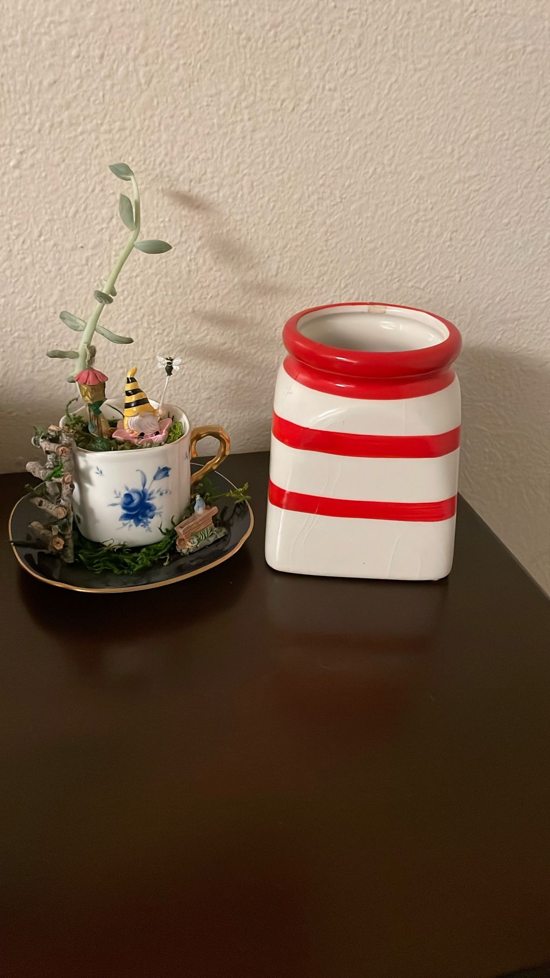 Cute Red Stripped Plant Pot