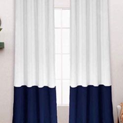 New! Color Block Blackout Curtains for Bedroom, Insulated Thermal Curtains, Noise and Sun Light Blocking Grommet, 52” x 63”, 2 Panels