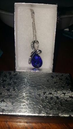 Royal blue cz tear drop 18"