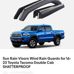 Sun Rain Visors Wind Rain Guards for 16- 23 Toyota Tacoma Double Cab SHATTERPROOF