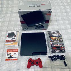 Sony Playstation 3 Ps3 Slim CIB 250GB console, & 7 games Near Mint Condition Adult Owned Purchase For Collecting. Please Read Info Check Out Photos.