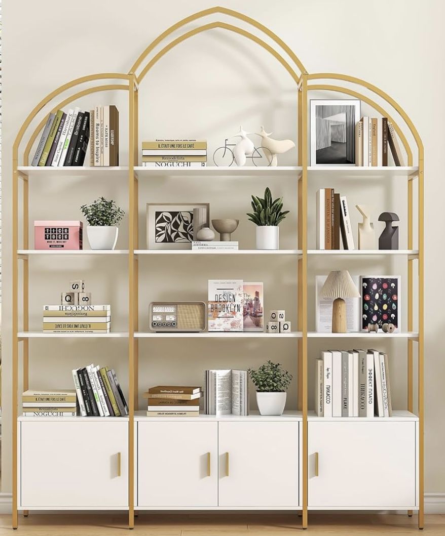 Arched Triple Wide 5-Tier Open Bookshelf