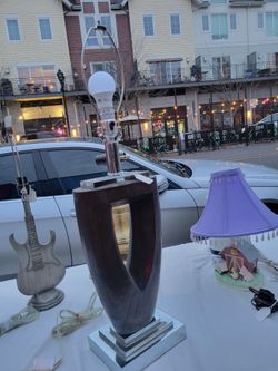 Wood and Chrome Modern Lamp