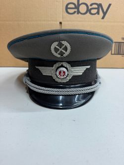 Size 55 H East German NVA Air Force Visor Caps DDR Uniform Hat Insignia 1856!