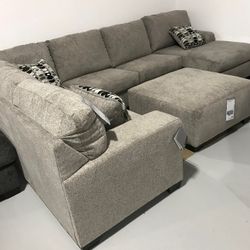 Ballinasloe 3 Piece U Shape Living Room Sectional Couch With Chaise | Brand New | Dark Color Optional @ Sameday Delivery 🚚