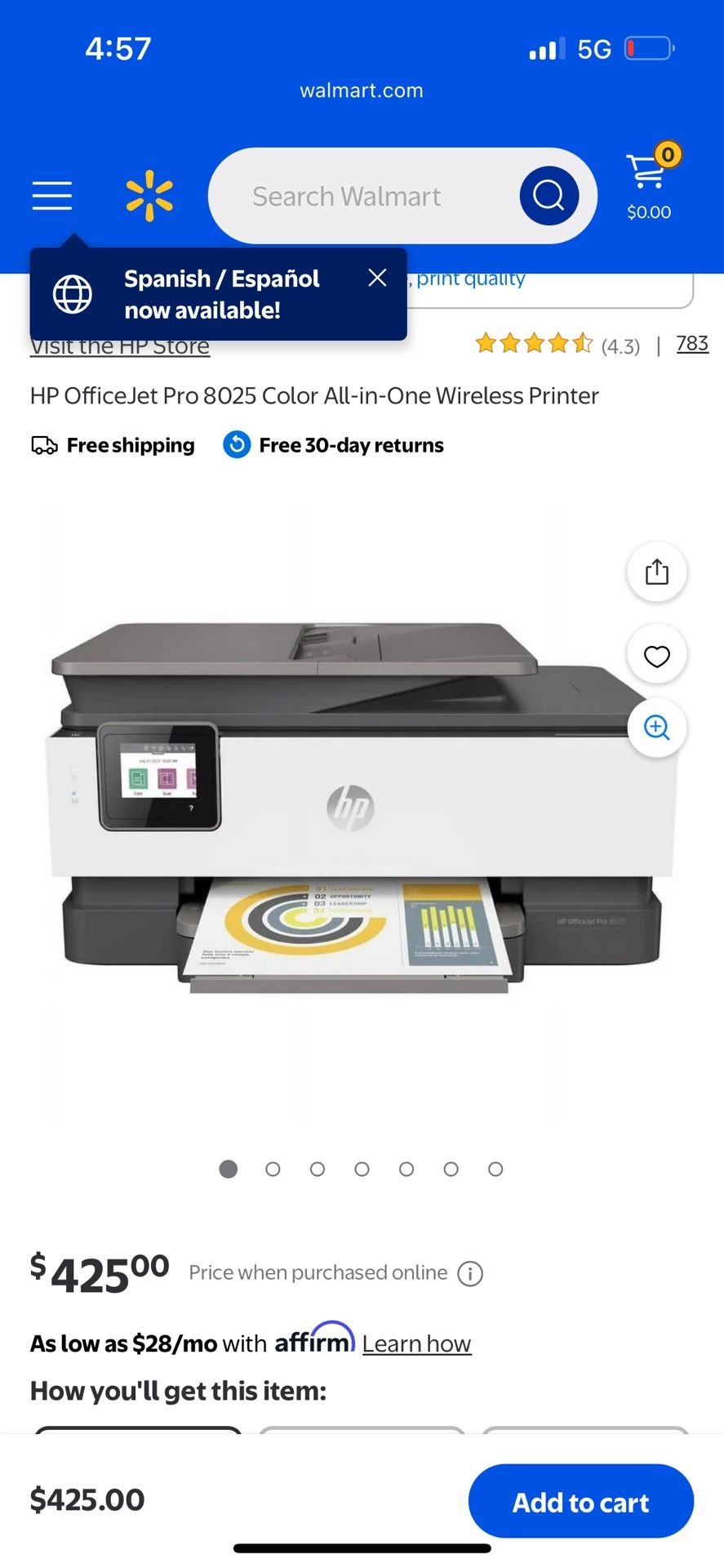 HP OfficeJet Pro 8025 Color all-in-one Wireless Printer
