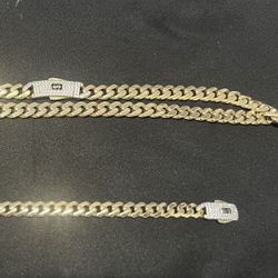 10k Yellow Gold Monaco Chain and Bracelet 