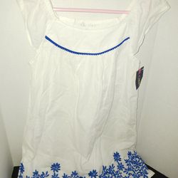 White with Blue Flowers Embroidery Dress 26.