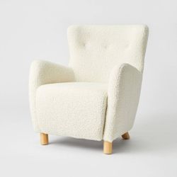 Boho Wingback Accent Armchair - Cream Shearling