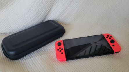 Nintendo Switch OLED Model 64GB Console w/ Dock & White Joy-Con (replaced with red)
