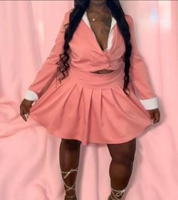 Pink 2 piece skirt set