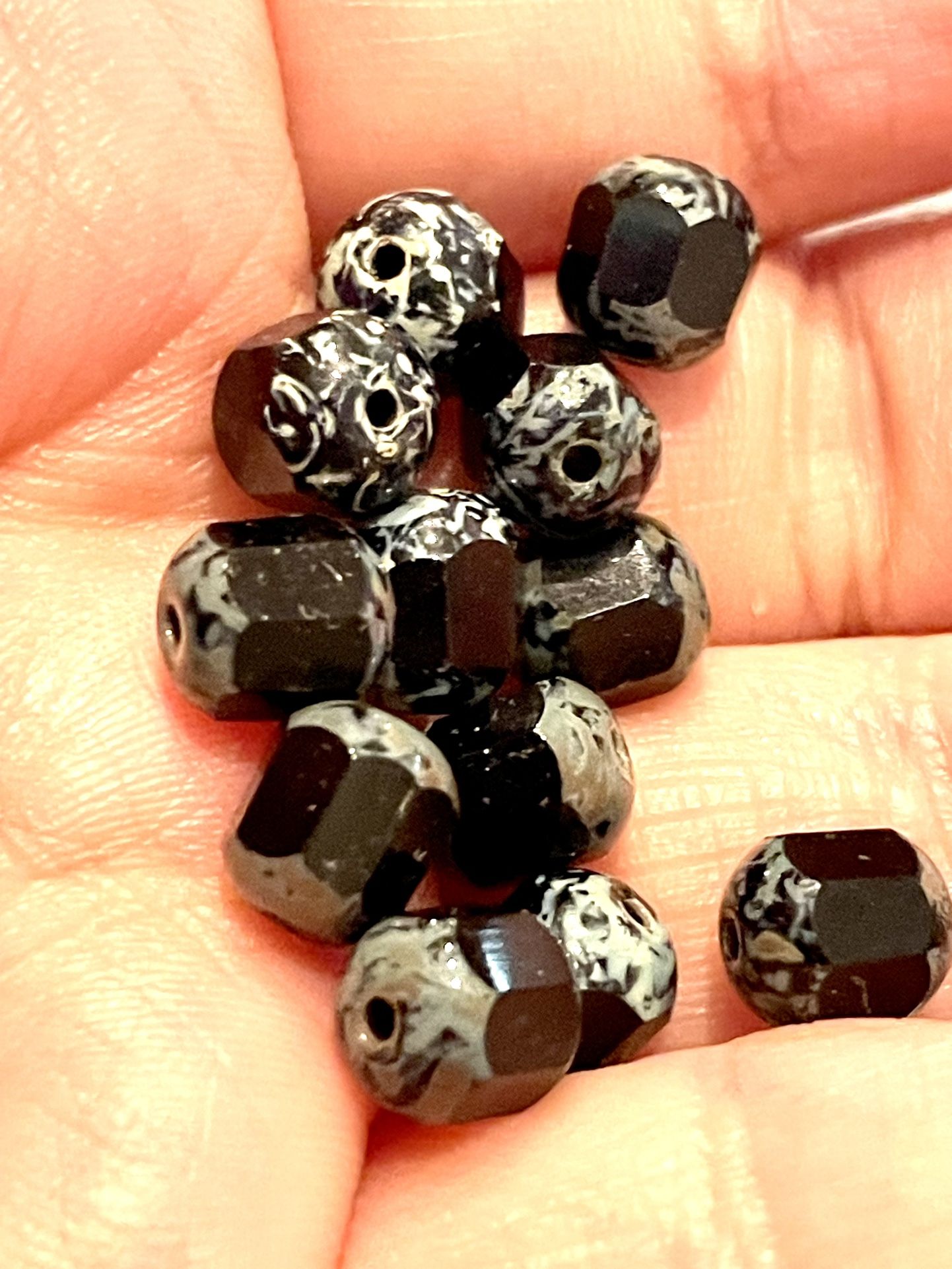 Lot Of 22 Black Glass Beads
