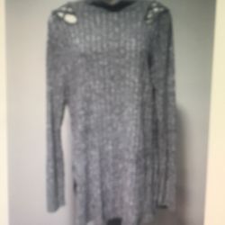 Zac & Rachel Silver Lightweight Turtleneck Sweater w/ Lace Detail Women's Size L