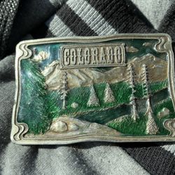 Vintage Colorado Pewter Belt Buckle