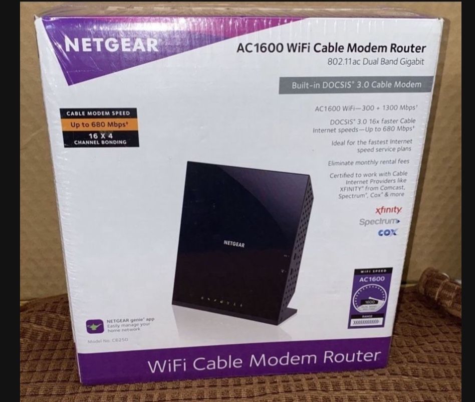 NETGEAR-C6250 AC1600 WiFi Router with DOCSIS 3.0 Cable Modem Certified for XFINITY by Comcast, Spectrum, Cox, and more