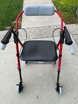 VOCIC Red Rolling Walker with Seat