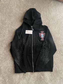 Valley Black Rhinestone Zip-Up Hoodie