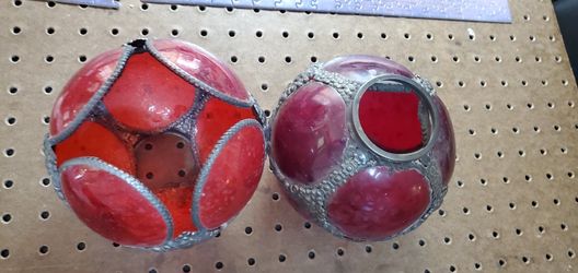 Antique red glass with lead bulbs