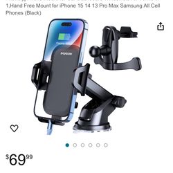 Car Phone Holder Mount [Upgraded]-[Bumpy Roads Friendly] Phone Mount for Car Dashboard Windshield Air Vent 3 in 1, Hand Free Mount for iPhone 15 14 13