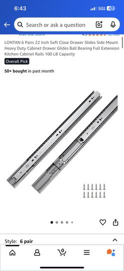 6 Pairs 22” Heavy Duty Soft Close Push to Open Slides