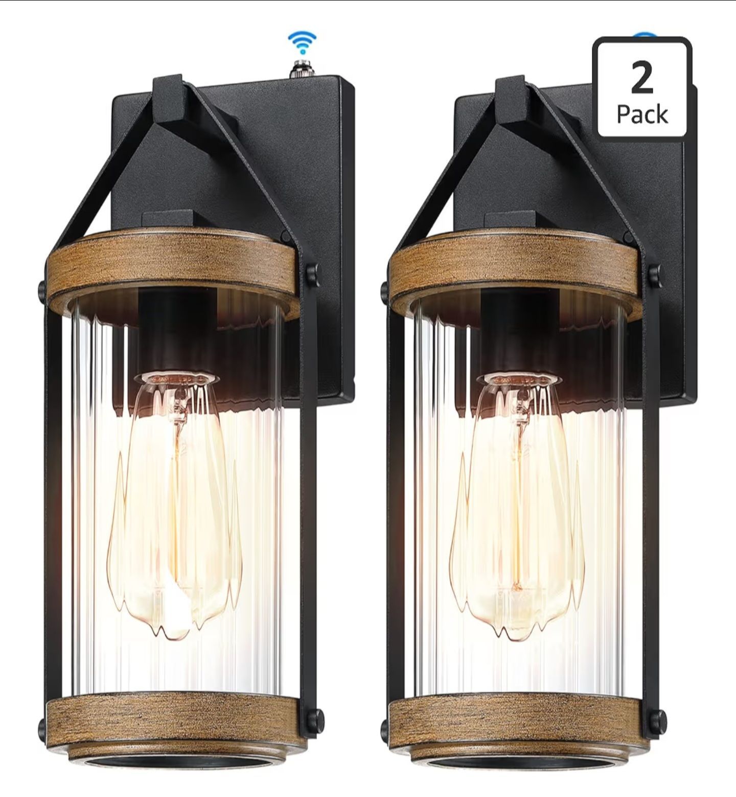 LONEDRUID 2 Pack Dusk to Dawn Outdoor Wall Light Fixtures Photocell Sensor Exterior Lantern Sconce Lighting Waterproof Outside Wall Mount Lamp for Hou