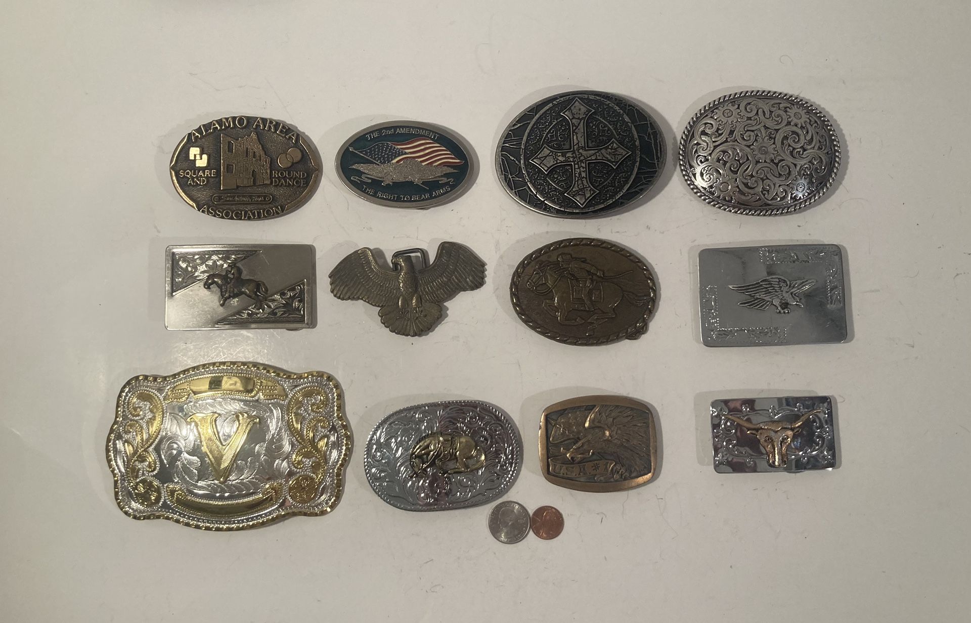 Package Of 12 Vintage Belt Buckles