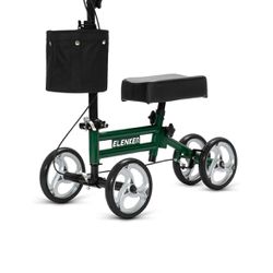 ELENKER Folding Knee Walker, Lightweight Knee Scooter for Ankle & Foot Injuries, Alternative to Crutches, Green