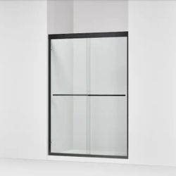 KOHLER Lively 57-60 in. W x 70 in. H Frameless Sliding Shower Door in Matte Black with 1/4 in. Thick Clear Tempered Glass
