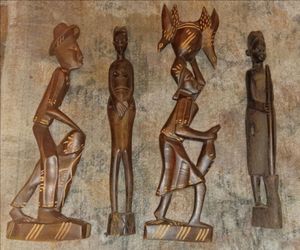Set of 4 African Hand-Carved Wooden Figurines