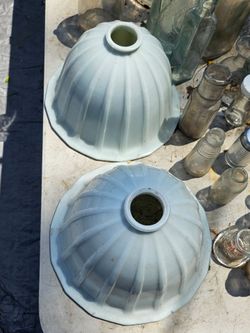 Milk glass city lamp shades from 1920s