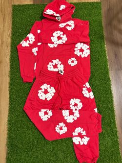 Denim Tears Cotton Wreath Red Sweatsuit Set