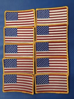 10 American Flag embroidered patches