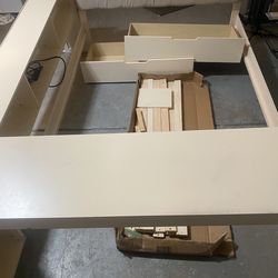 Full size bed frame with desk and drawer set up