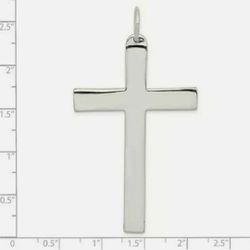 58MM/2.3" Inches Solid .925 Sterling  Large Plain Latin Cross Pendant  11.8 grams