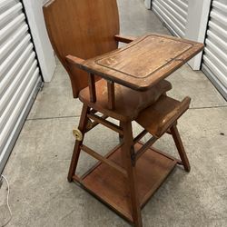 Antique Solid Wood Safe-T-Bilt Toddler High Chair made by Williamsburg Chair Factory.