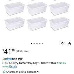 New Sterilite Storage Box 13.5" X 8.3" X 4.8", 6 Qt. Clear - Pack of 12