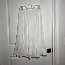 White Flowy Maxi Skirt – Elastic Waist Boho Cottagecore Summer