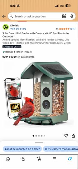 Kiwibit Solar Smart Bird Feeder with Camera