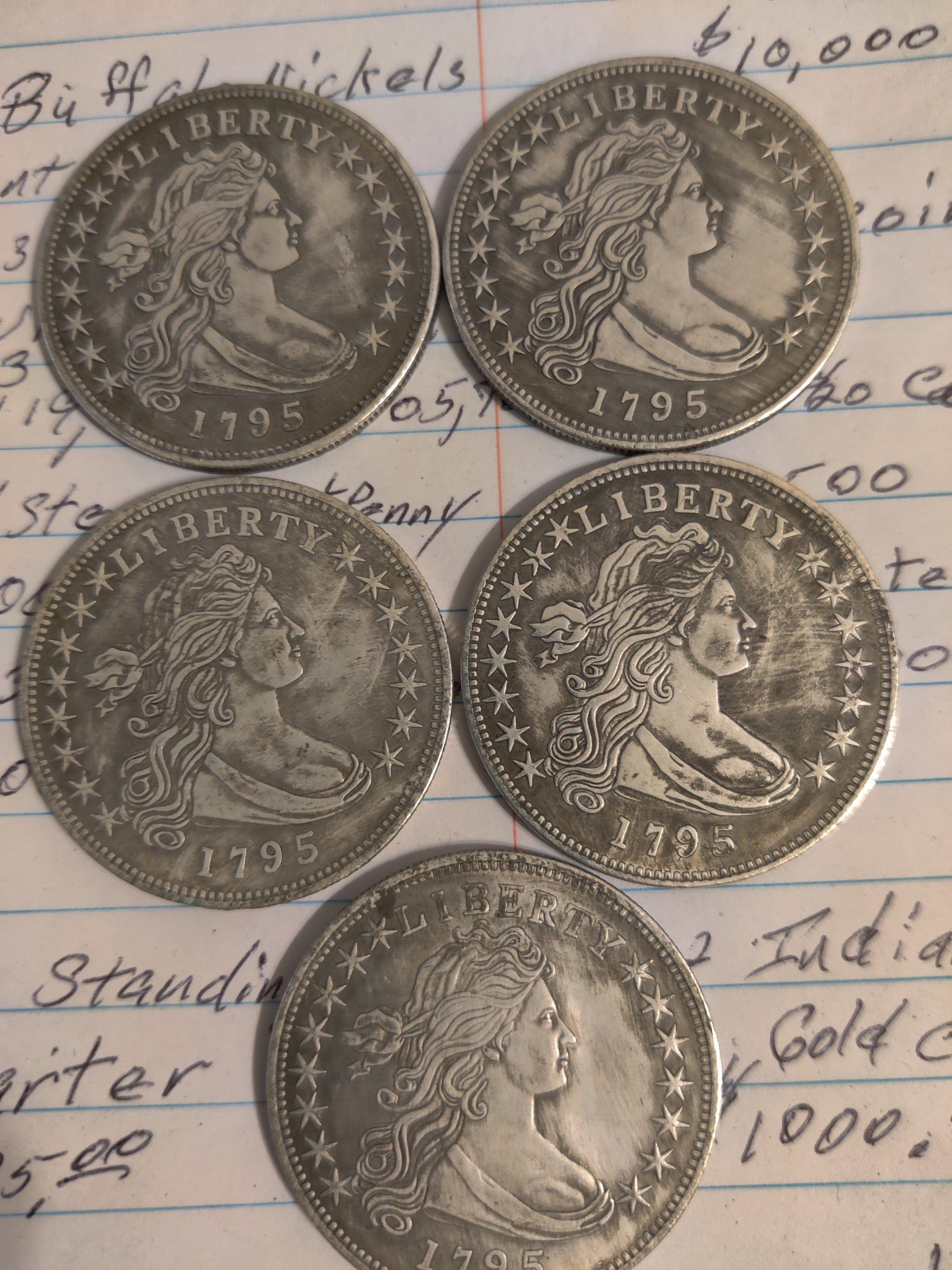 5---1795 Draped bust silver dollars