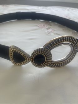 CHICO´S leather adjustable belt statement buckle M/L