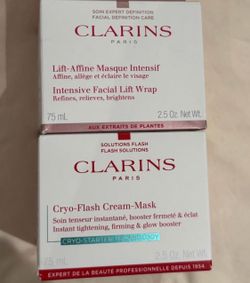 Clarins skincare flash cream mask and facial lift wrap