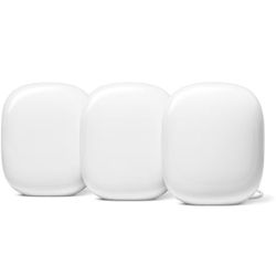 Google Nest WiFi Pro - 6E - Reliable Home Wi-Fi System with Fast Speed and Whole Home Coverage - Mesh Router - 3 Pack - Snow