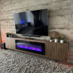 Shallow Entertainment Center Credenza with Fireplace 