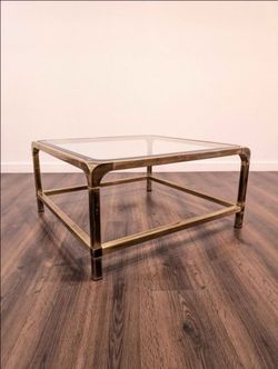 Mid Century Modern Square Brass Coffee Table by Mastercraft