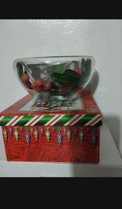 CHRISTMAS DECOR - DOUBLE WALLED ART GLASS CENTERPIECE - BOWL 7"×5"