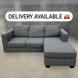Dark Grey/Gray Living Spaces Mathers Reversible Sectional Couch Sofa - 🚚 DELIVERY AVAILABLE 